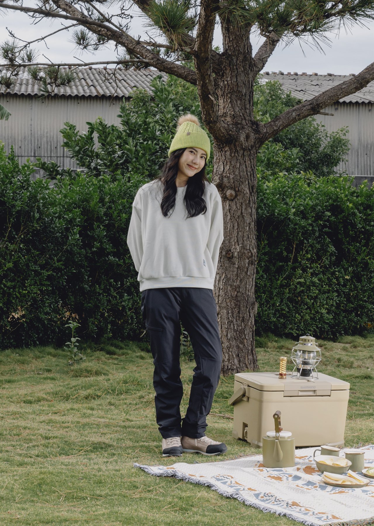 女環保紗圓領針織休閒保暖衫(三色