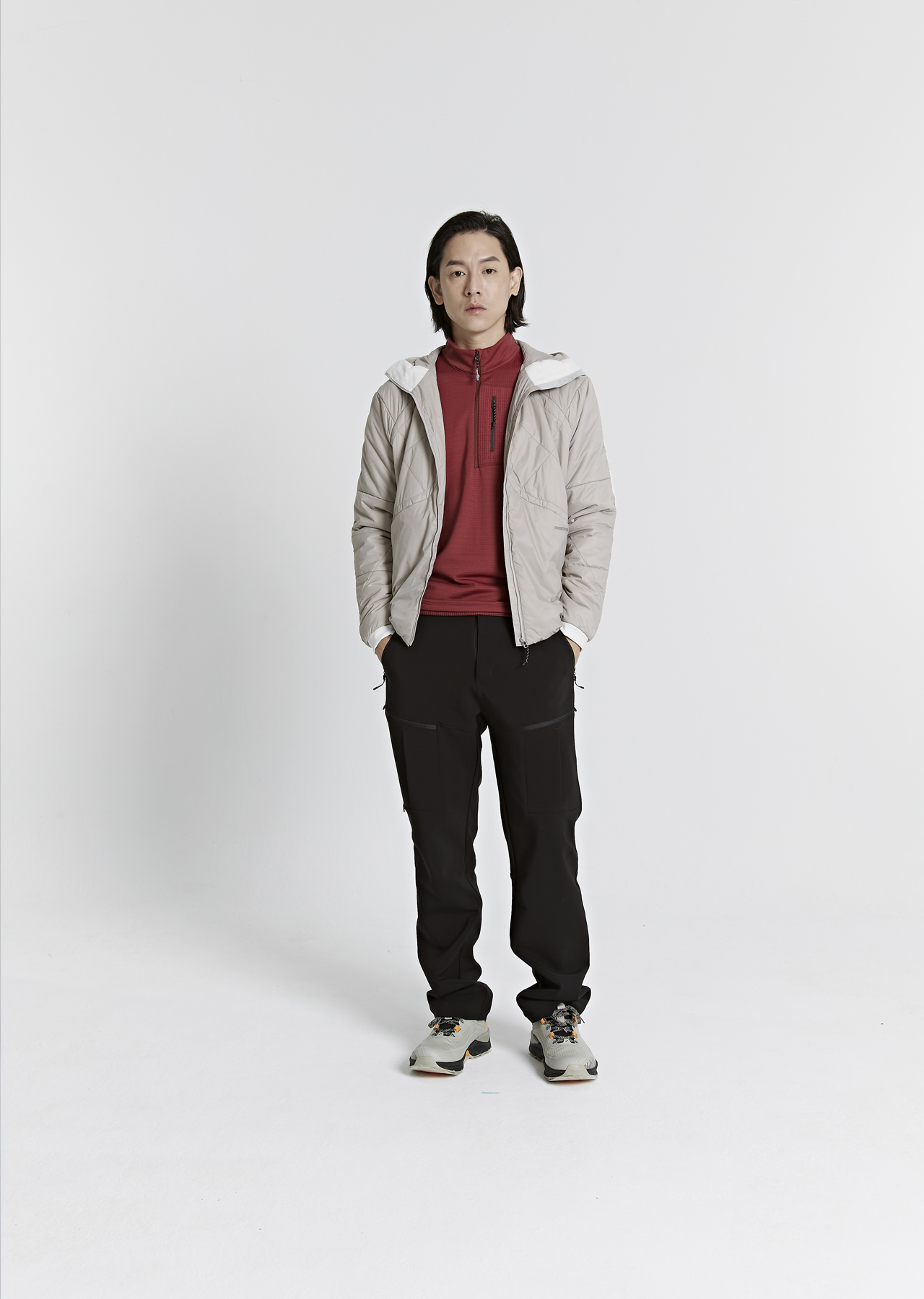 男半門襟動態保暖快乾上衣(三色）